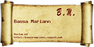 Bassa Mariann névjegykártya
